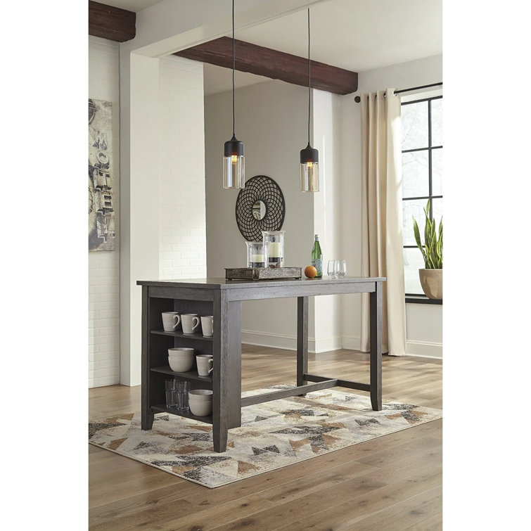 Caitbrook Casual Counter Height Rectangular Dining Table in Antiqued Gray