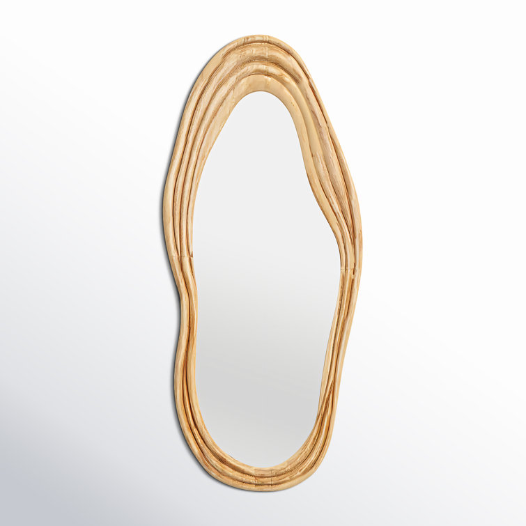 Asymmetrical Natural Brown Wood Full Length Mirror