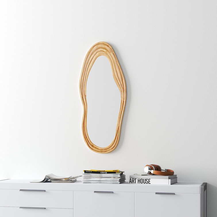 Asymmetrical Natural Brown Wood Full Length Mirror