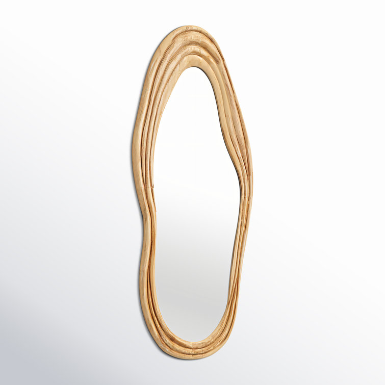 Asymmetrical Natural Brown Wood Full Length Mirror
