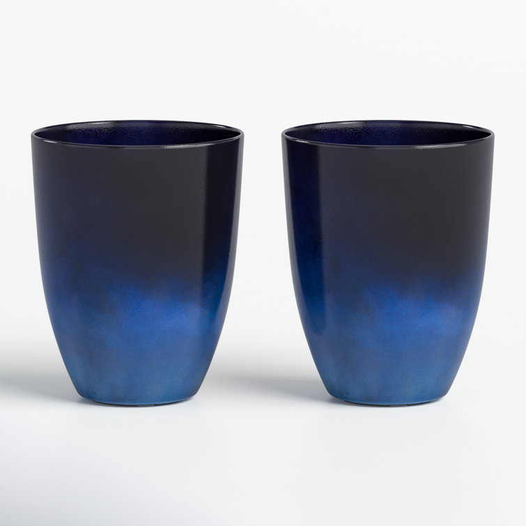Cobalt Blue Tall Faux Ceramic Planter Set