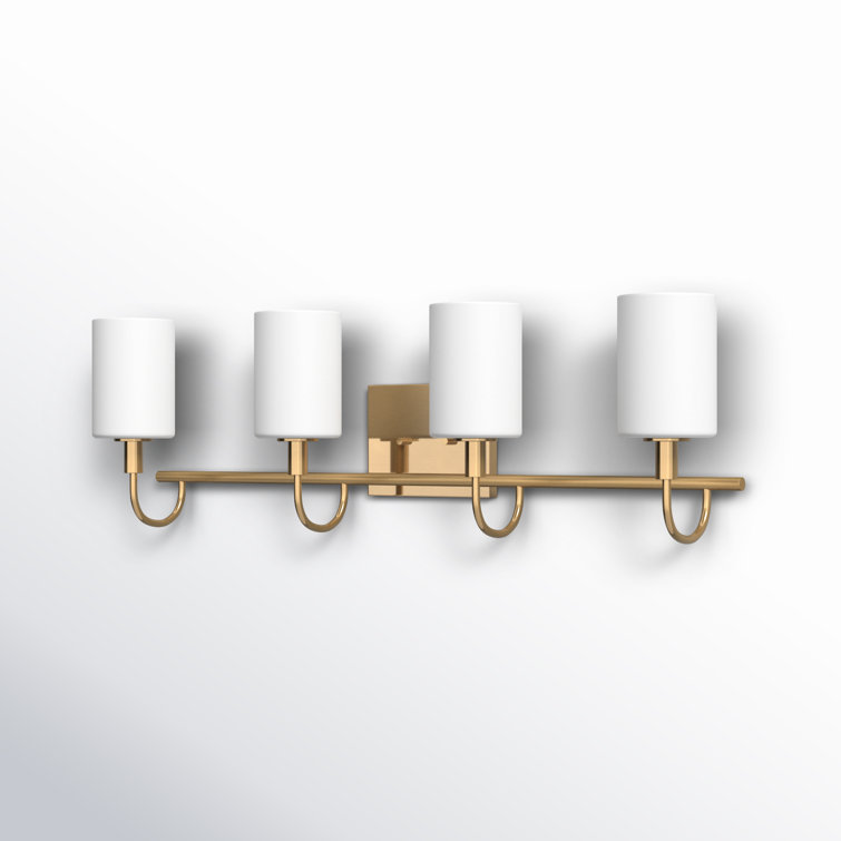 Alvin Modern Satin Brass 4-Light Vanity with Etched Glass