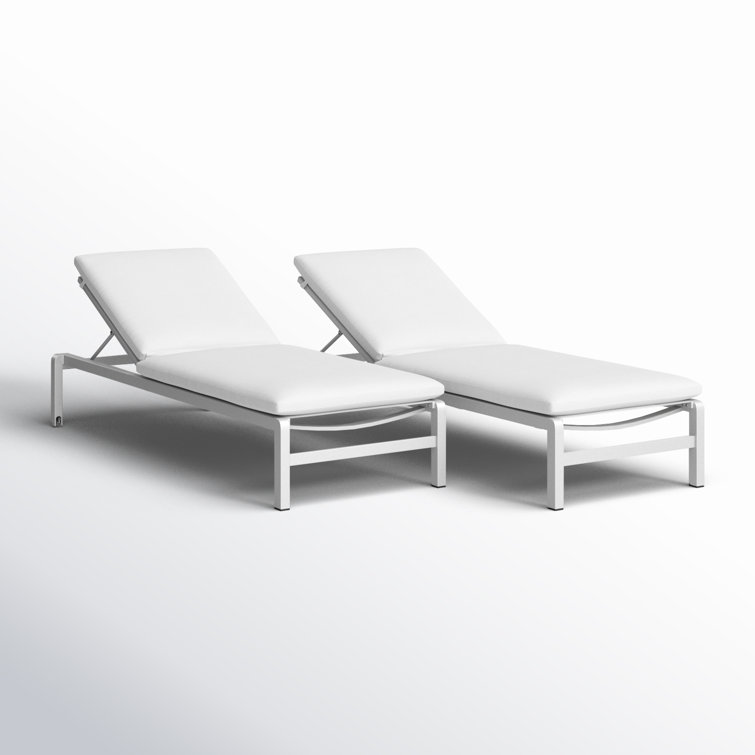 White Aluminum Outdoor Chaise Lounge Set with Cushions