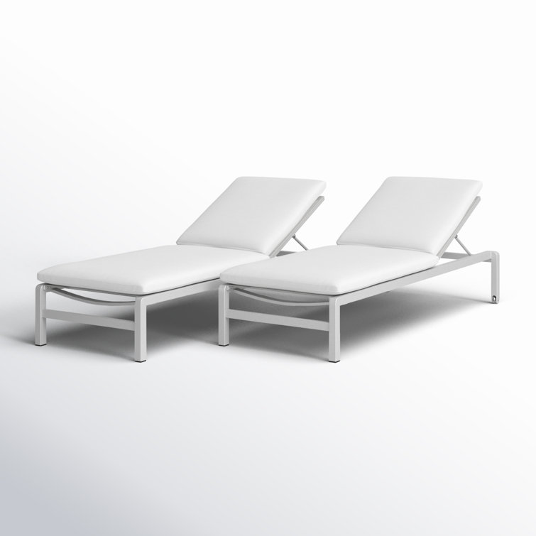 White Aluminum Outdoor Chaise Lounge Set with Cushions