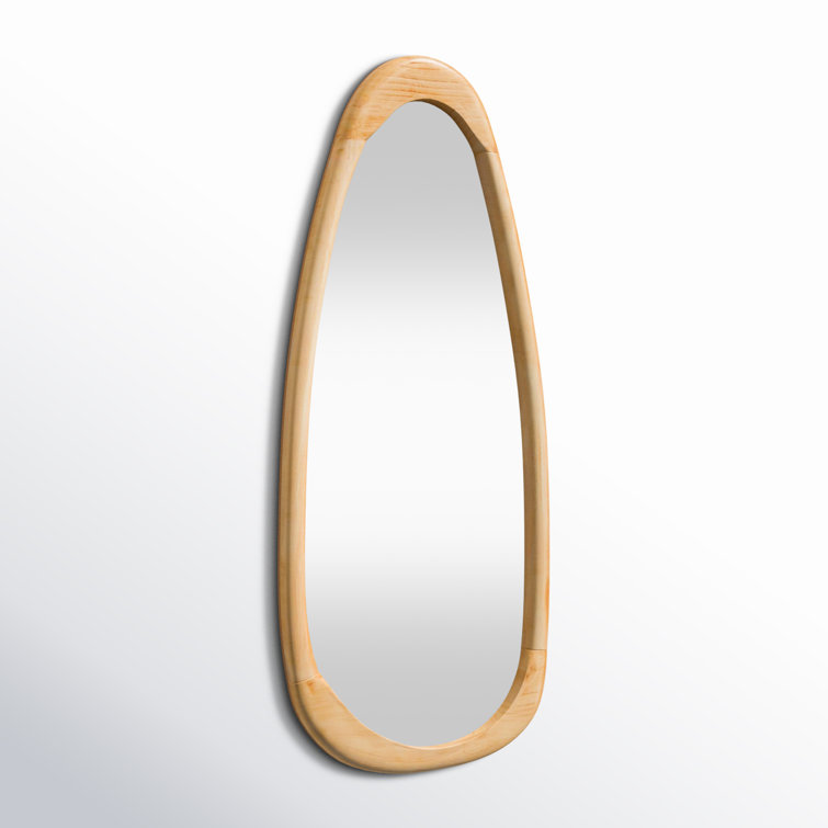 Light Brown Solid Wood Asymmetrical Wall Mirror