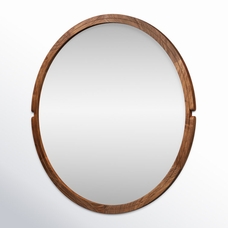Jacobsen Walnut Wood Round Wall Mirror