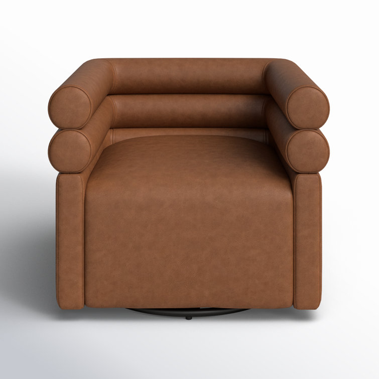 Palermo Cognac Leather Barrel Swivel Chair in Brown