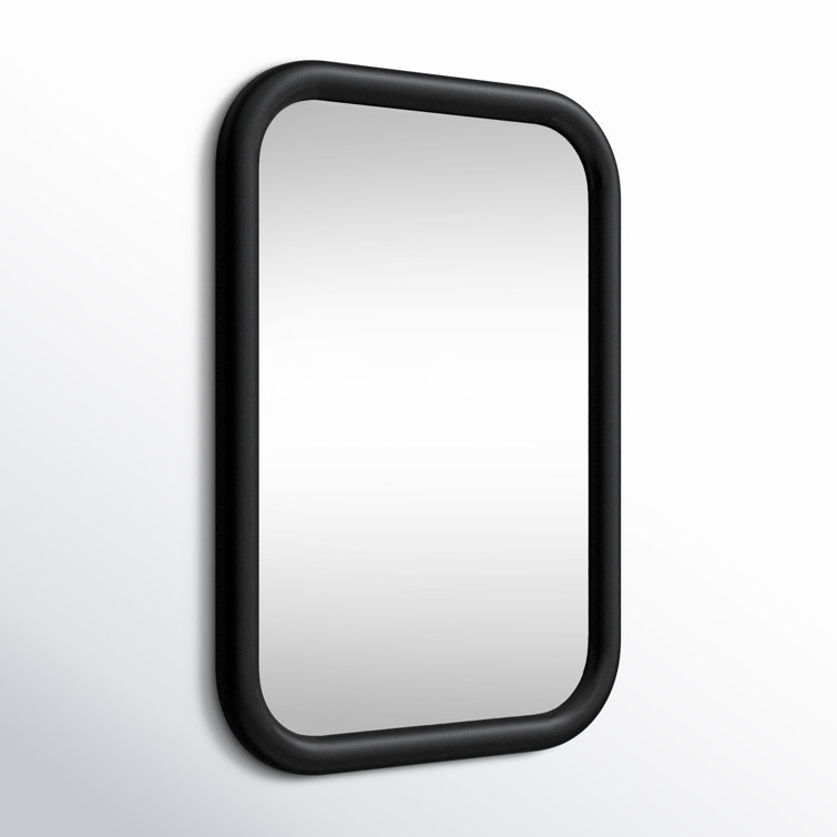 Black Engineered Hardwood and Veneer Wall Mirror, 40" x 28"