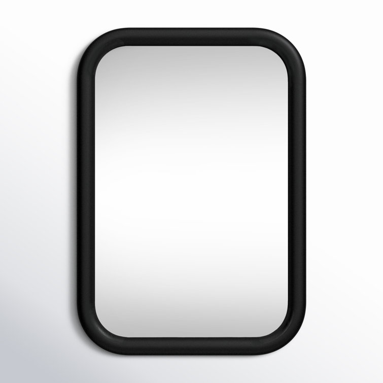 Black Engineered Hardwood and Veneer Wall Mirror, 40" x 28"