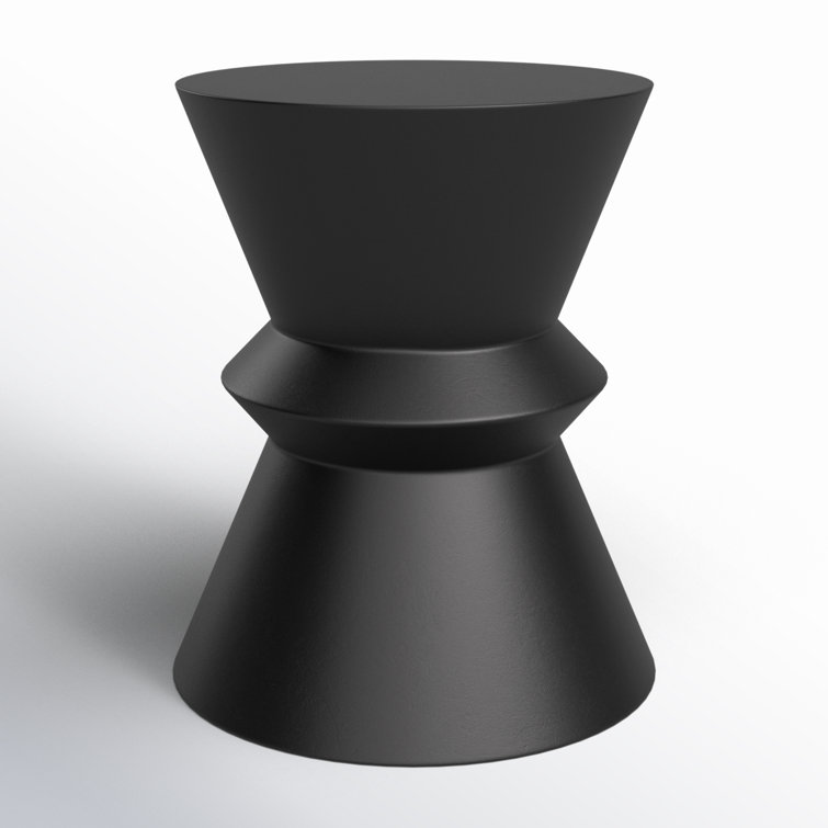 Concorde 14.5'' Black Concrete Round Outdoor Side Table