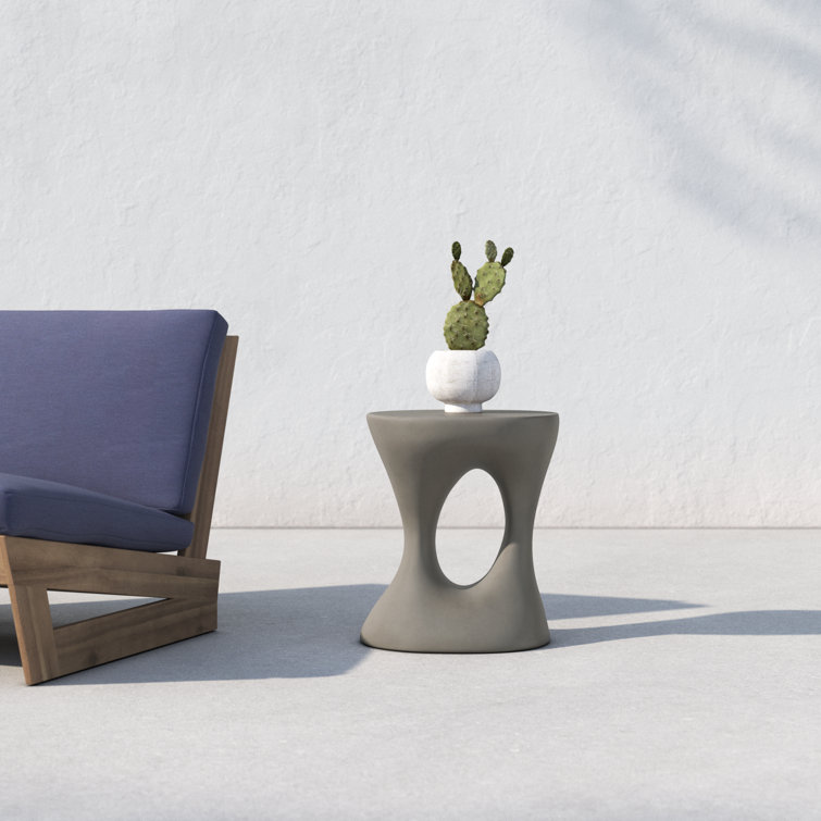 Cassius 15.5'' Gray Concrete Oval Outdoor Side Table
