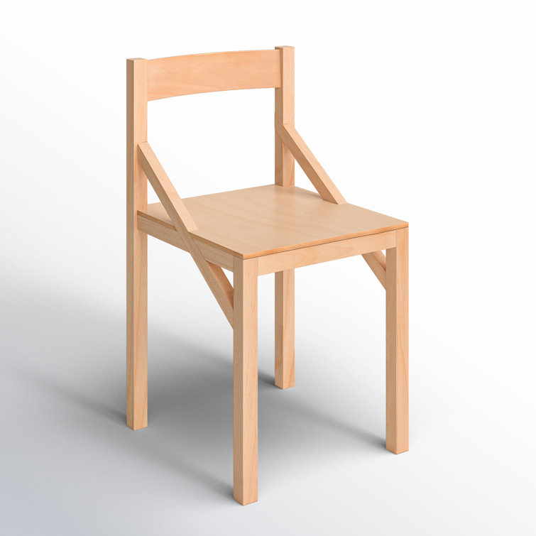 Natural Beech Wood Low Back Dining Side Chair