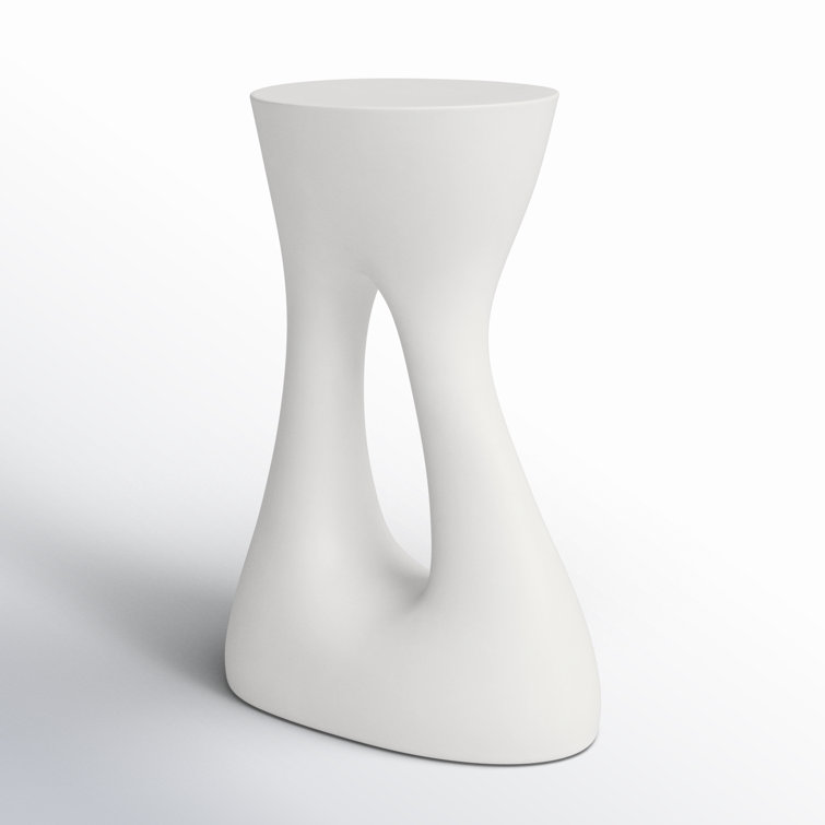 White Free Form Concrete Outdoor Side Table