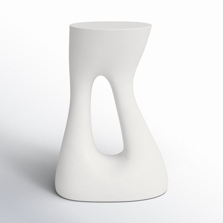 White Free Form Concrete Outdoor Side Table
