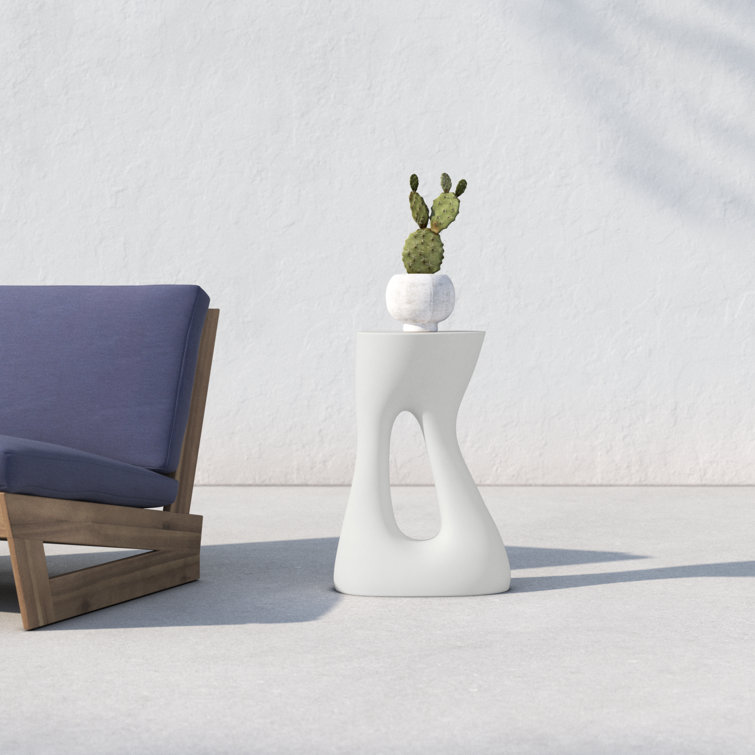 White Free Form Concrete Outdoor Side Table