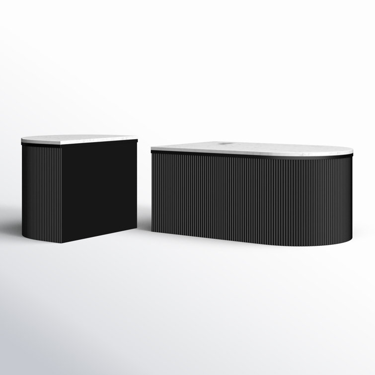 Doha Black and White Marble Top 2-Piece Coffee Table Set
