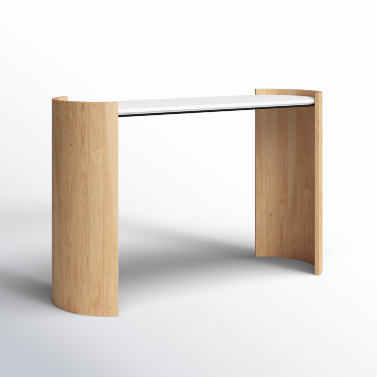 Laurie Natural Wood and Marble Console Table