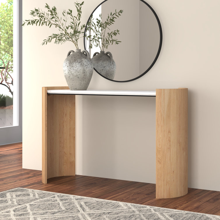 Laurie Natural Wood and Marble Console Table