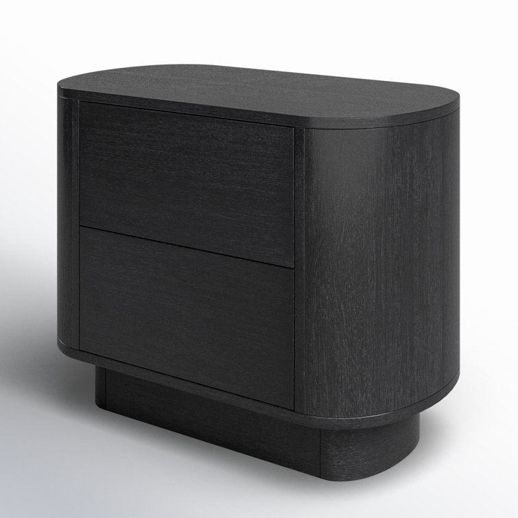 Paden Sculptural Aged Black Acacia 2-Drawer Nightstand
