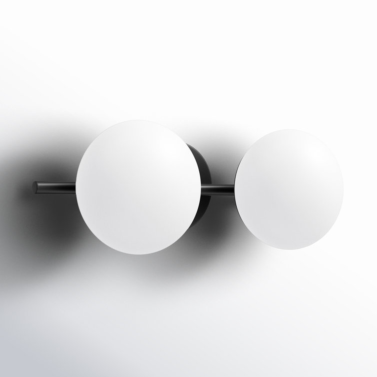 Vibi Black and White Frosted Globe 2-Light Vanity Light