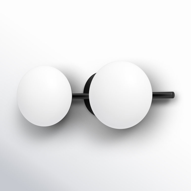 Vibi Black and White Frosted Globe 2-Light Vanity Light