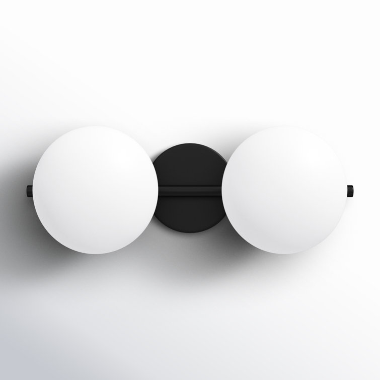 Vibi Black and White Frosted Globe 2-Light Vanity Light