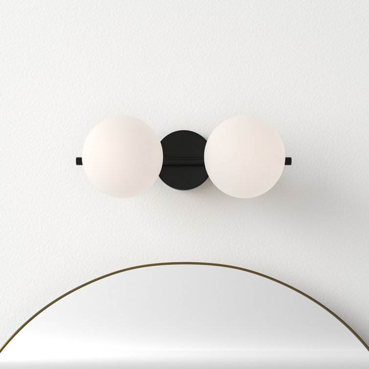 Vibi Black and White Frosted Globe 2-Light Vanity Light