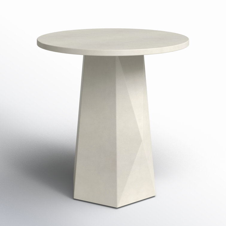 Bowman 22" White Concrete Faceted Round Side Table