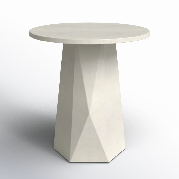 Bowman 22" White Concrete Faceted Round Side Table