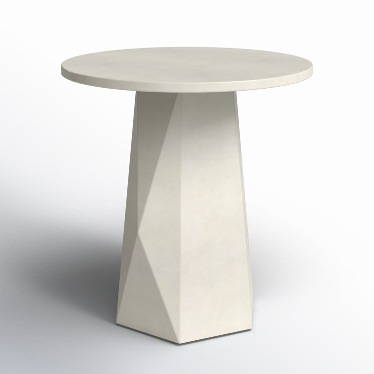 Bowman 22" White Concrete Faceted Round Side Table