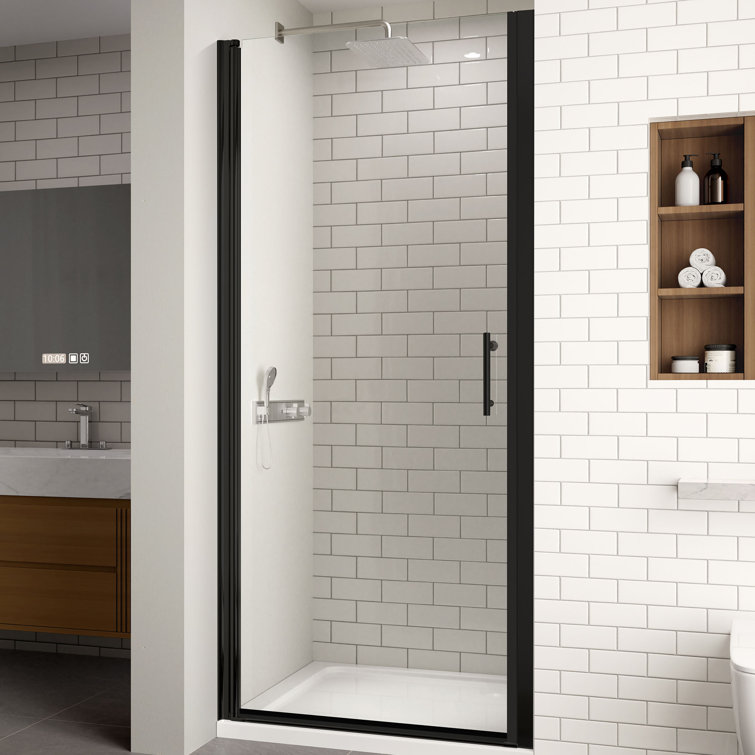 34'' W x 72'' H Frameless Clear Tempered Glass Pivot Shower Door
