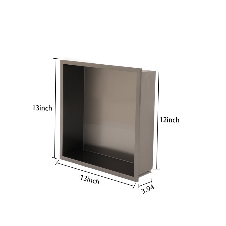 Black Stainless Steel Wall Mount Shower Niche 13" x 13"