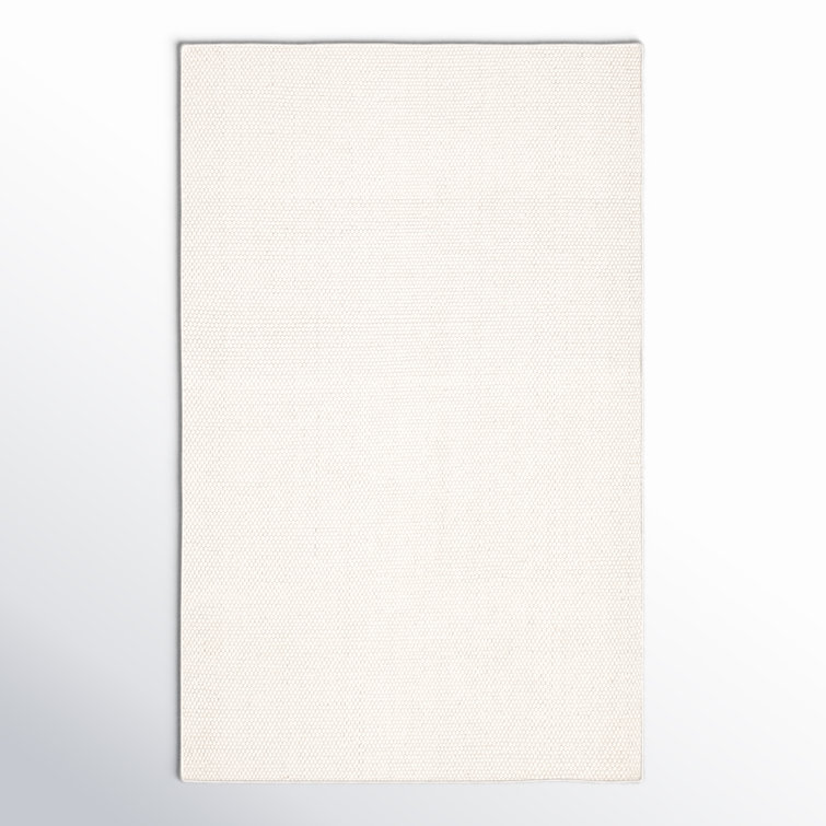 Ivory Tufted Handmade Wool Area Rug 5' x 8'