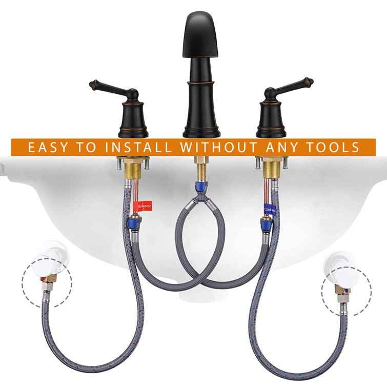 Oil Rubbed Bronze Widespread Bathroom Faucet with Brass Handles