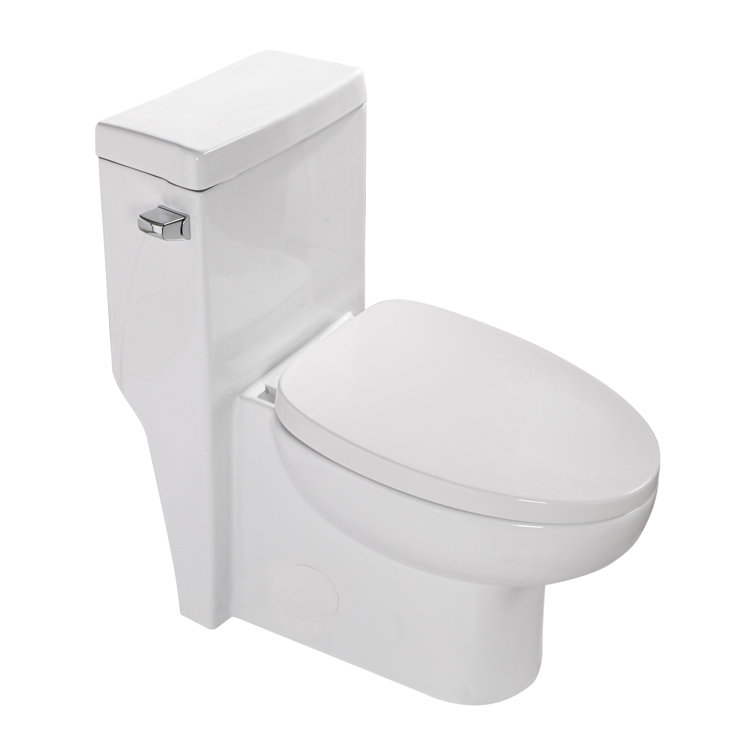 White Ceramic Elongated One-Piece Toilet with Soft-Close Seat
