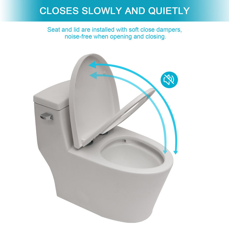 Elongated White Porcelain One-Piece Toilet with Left Handle