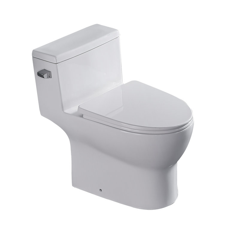 White Ceramic Elongated One-Piece High Efficiency Toilet