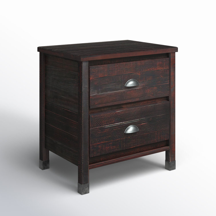 Baja Medium Pine 2-Drawer Nightstand with Steel Accents