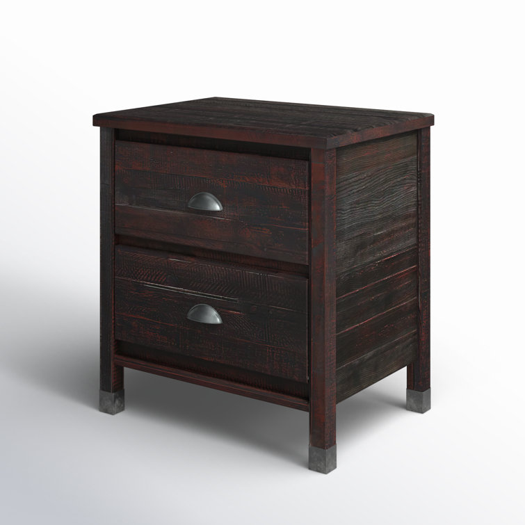 Baja Medium Pine 2-Drawer Nightstand with Steel Accents