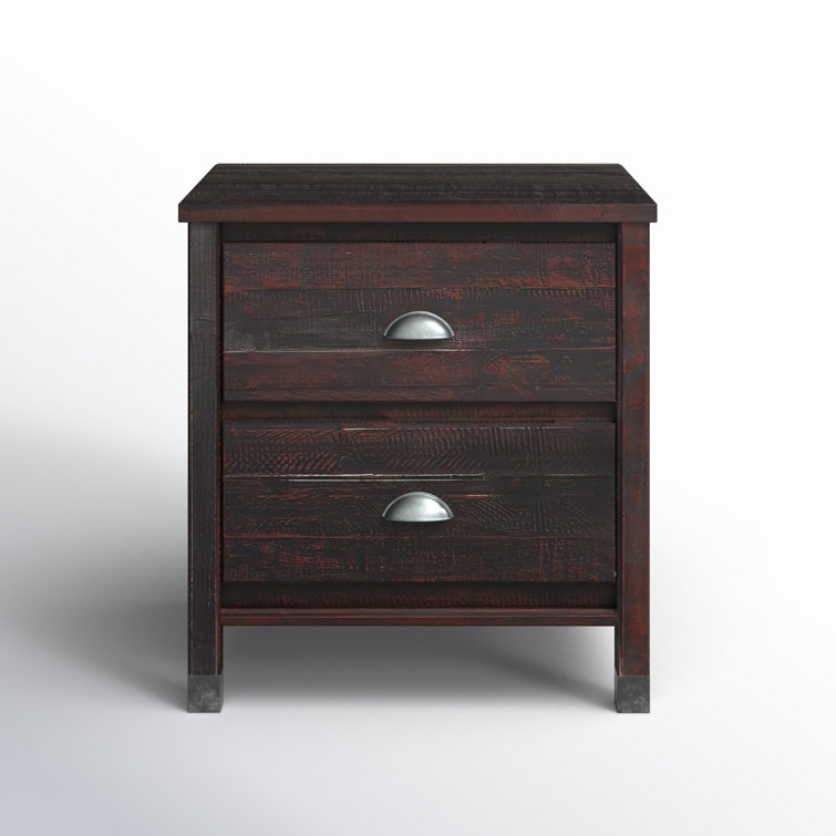 Baja Medium Pine 2-Drawer Nightstand with Steel Accents