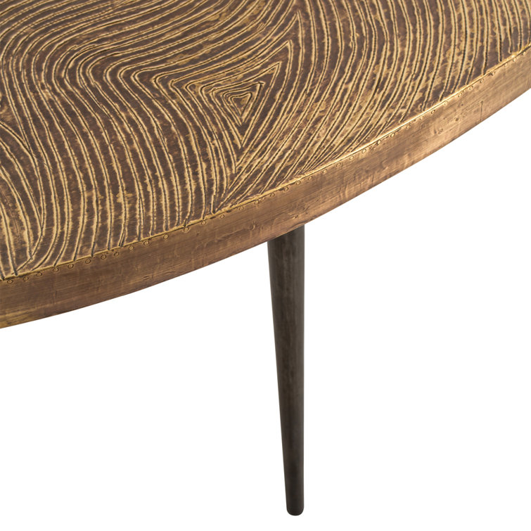 Sloan 44'' Vintage Brass and Natural Iron Kidney-Shaped Cocktail Table