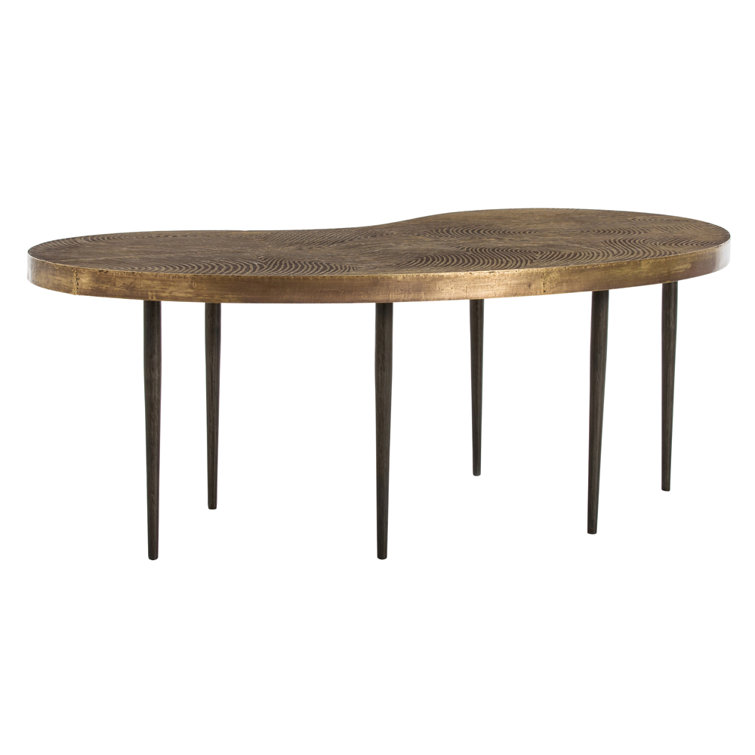 Sloan 44'' Vintage Brass and Natural Iron Kidney-Shaped Cocktail Table