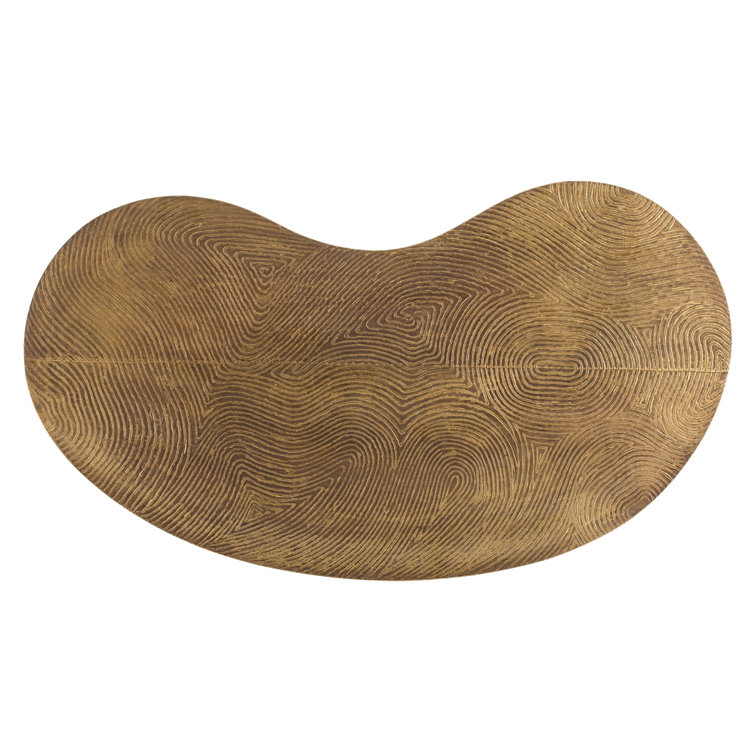 Sloan 44'' Vintage Brass and Natural Iron Kidney-Shaped Cocktail Table