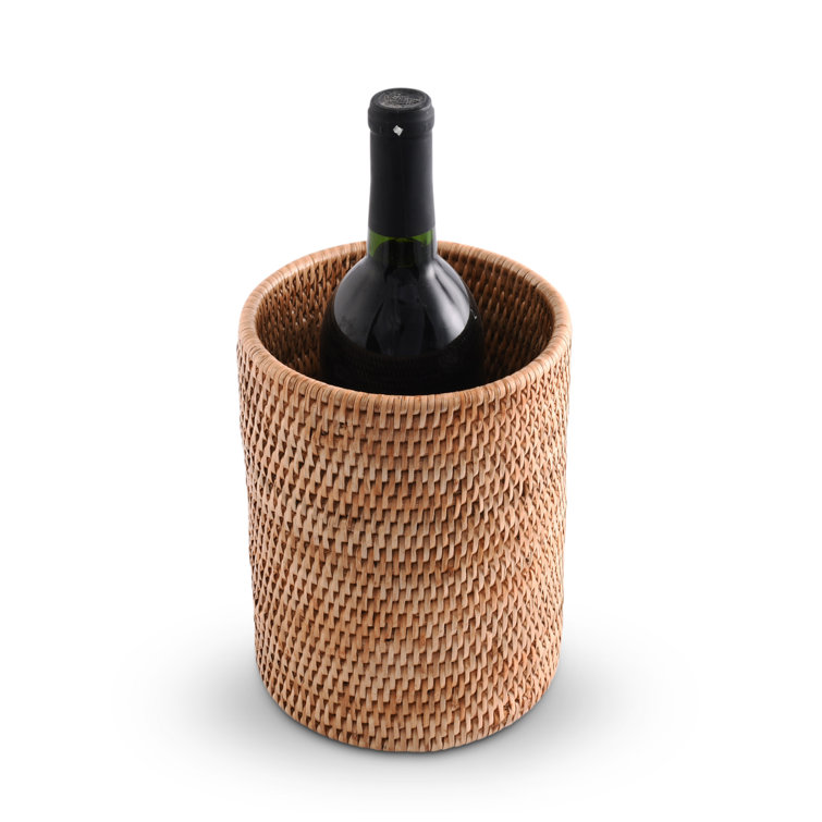 Handwoven Natural Rattan Textured Utensil Crock
