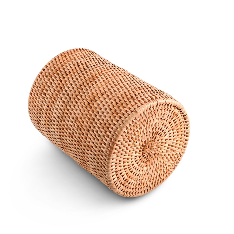 Handwoven Natural Rattan Textured Utensil Crock