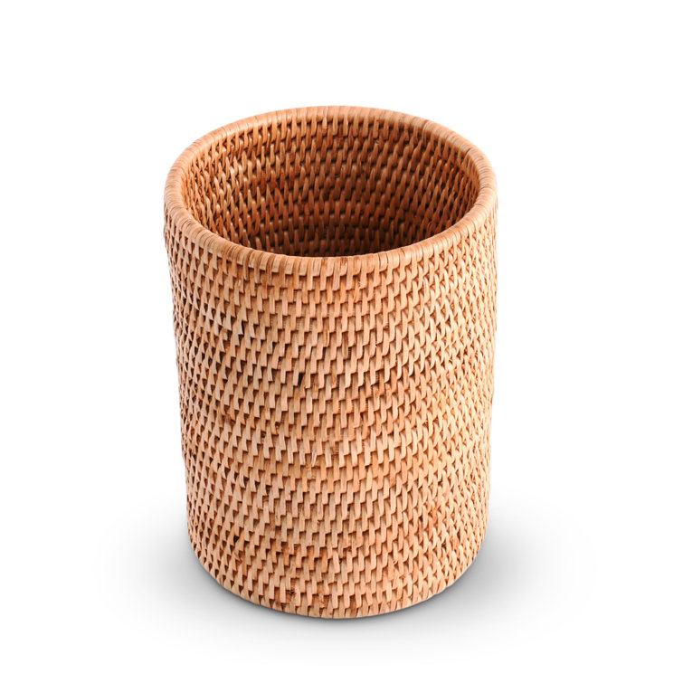 Handwoven Natural Rattan Textured Utensil Crock