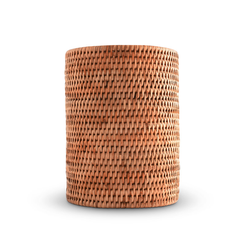 Handwoven Natural Rattan Textured Utensil Crock