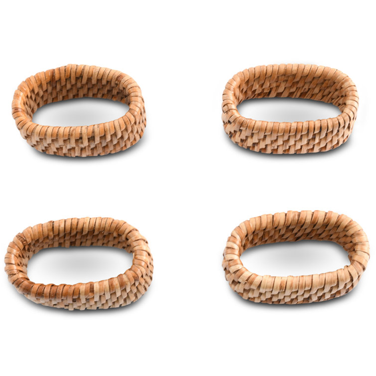 Handwoven Oval Rattan Napkin Rings Set of 4