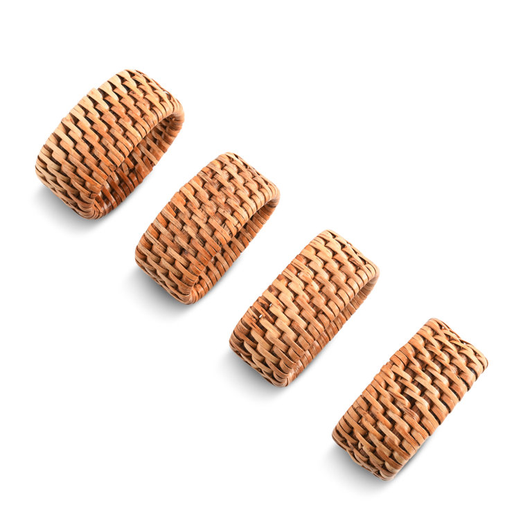 Handwoven Oval Rattan Napkin Rings Set of 4