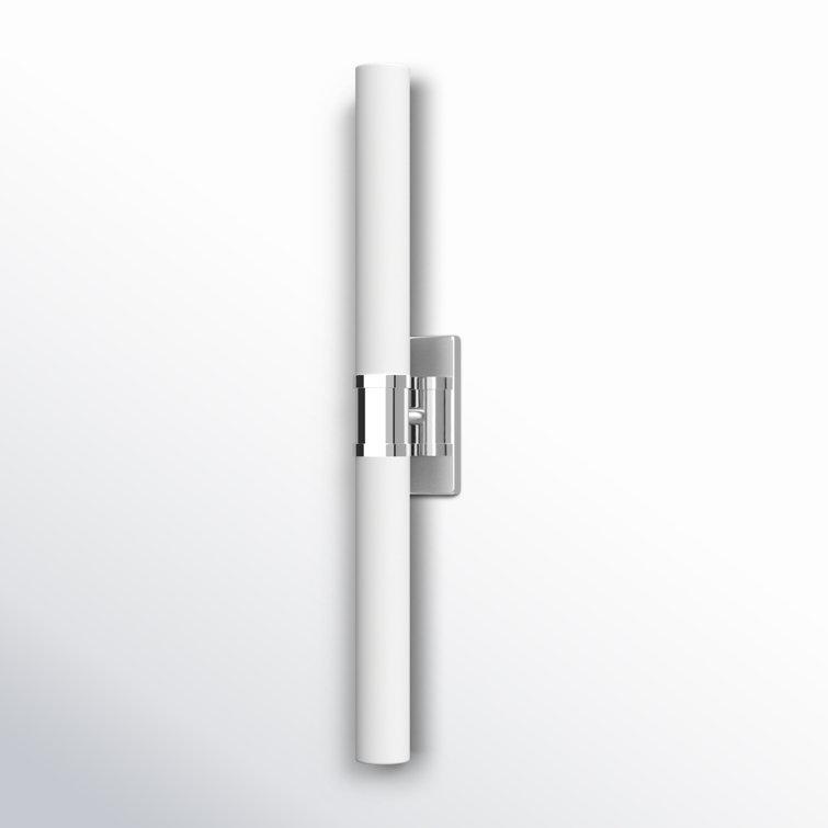 Chrome and White Dimmable 2-Light Bath Bar